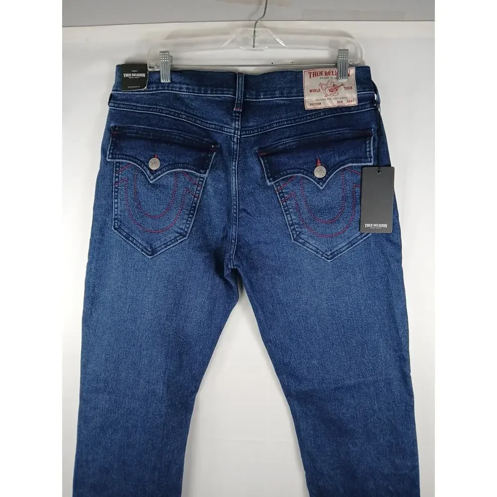 True Religion Blue Jeans Ricky SN Flap Straight Men's US Size 34 New With Tags